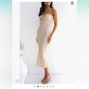 Strapless Knitted Cream Dress